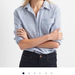 Gap Boyfriend Pinstripe Popover - Small Petite
